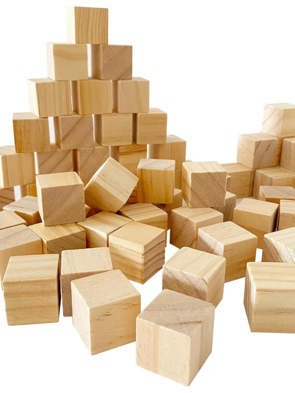 Unfinished Wooden Cubes,Pack of 50 Wood Blocks for Crafting,1 Inch Wood Square B